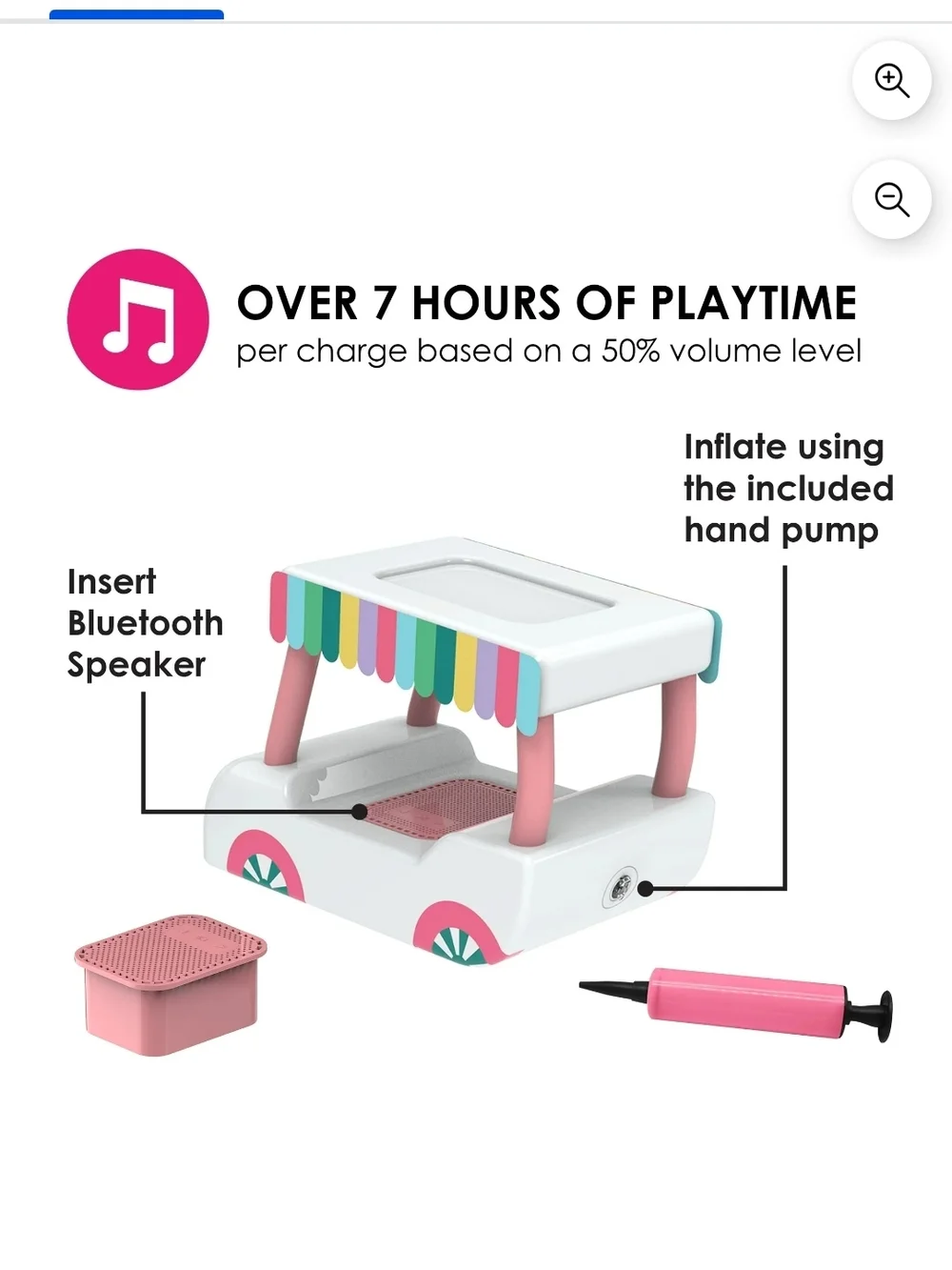 Packed Party Party Car Speaker - White, Pink & Multicolor Canopy